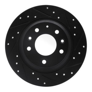 Ford Fusion Brake Rotor (1) - Rear Right - R1 Concepts - Drilled & Slotted - Black - `98-`15